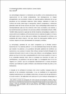 Portada La antropología política : nuevos objetivosnuevos objetos