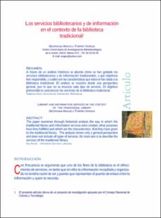 Portada Los servicios bibliotecarios y de información en el contexto de la biblioteca tradicional