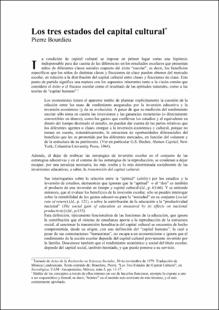 Portada Los tres estados del capital cultural