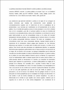 Portada La política vista desde Hannah Arendt : la esfera pública y la esfera privada