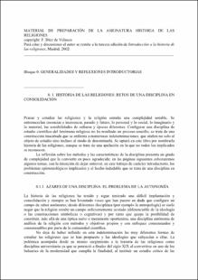 Portada Material de preparación de la asignatura Historia de las religiones