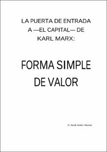 Portada La puerta de entrada a el capital : Forma simple de valor