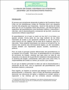 Portada La relación del estado colombiano con el fenómeno paramilitar : por el esclarecimiento histórico
