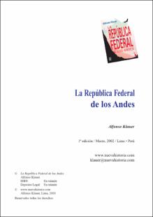 Portada La República Federal de los Andes : una propuesta de descentralización del Perú