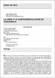 Portada La URSS y la contrarrevolución de terciopelo