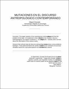 Portada Mutaciones en el discurso antropológico contemporáneo