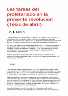 Portada Las tareas del proletariado en la presenta revolución : (tesis de abril)