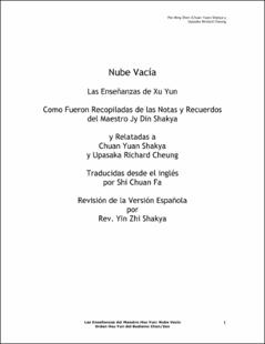 Portada Nube vacia : las enseñanzas de Xu Yun