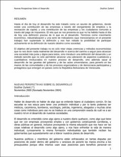 Portada Nuevas perspectivas sobre el desarrollo