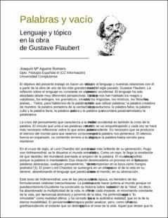 Portada Palabras y vacío : lenguaje y tópico en la obra de Gustave Flaubert