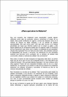 Portada ¿Para qué sirve la historia? : conferencia pronunciada en Espacio, el 26 de agosto de 2004