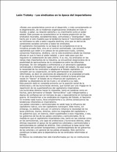 Portada Los sindicatos en la época del imperialismo