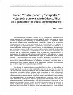 Portada podercontra poder y antipoder. notas sobre un extravio teorico politico en el pensamiento critico contemporaneo