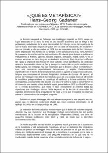 Portada Que es metafisica