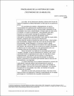 Portada Pinceladas de la historia de Cuba: (testimonio de 19 abuelos)