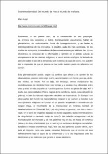 Portada Sobremodernidad. Del mundo de hoy al mundo de manana