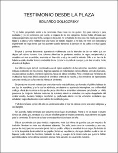 Portada Testimonio desde la plaza