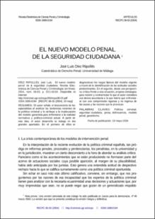 Portada El nuevo modelo penal de la seguridad ciudadana