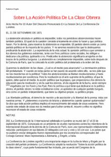 Portada Sobre la acción política de la clase obrera