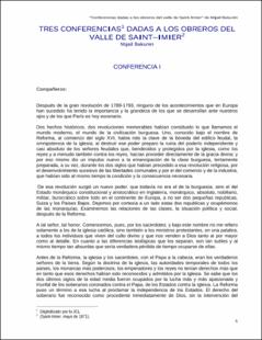 Portada Tres conferencias dadas por los obreros del valle de Saint-Imier