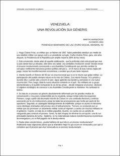 Portada Venezuela: una revolución sui géneris