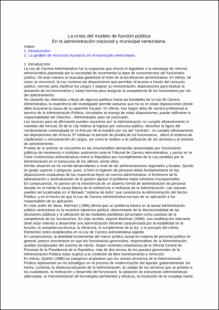 Portada La crisis del modelo de función pública : en la administración nacional y municipal venezolana