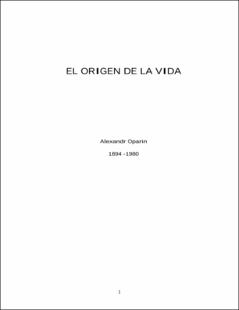 Portada El origen de la vida
