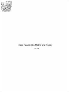 Portada Ezra pound his : metric and poetry