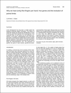 Portada Why we have (only) five fingers per hand : Hox genes and the evolution of paired limbs