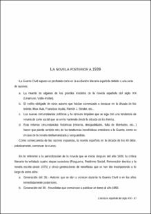 Portada La novela posterior a 1939