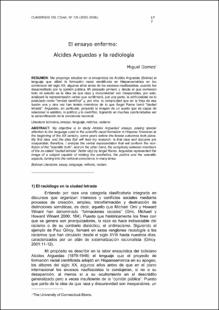 Portada El ensayo enfermo Alcides Arguedas y la radiologia
