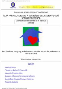 Portada Guía para el cuidado a domicilio del paciente con cáncer terminal