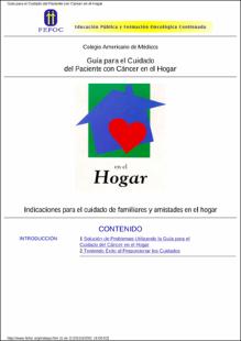 Portada Guía para el cuidado del paciente con cáncer en el hogar