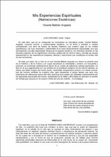 Portada Mis experiencias espirituales : narraciones esotéricas
