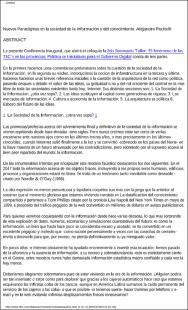 Portada Nuevos paradigmas en la sociedad de la información y del conocimiento