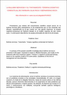 Portada La bulimia nerviosa y su tratamiento : terapia cognitivo conductual de Fairburn