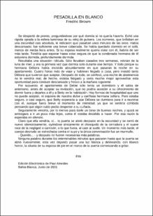 Portada Pesadilla en blanco