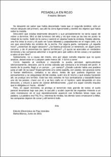 Portada Pesadilla en rojo