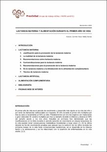 Portada Lactancia materna y alimentacion durante el primer año de vida