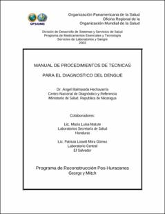 Portada Manual de procedimientos de técnicas para el diagnóstico del dengue
