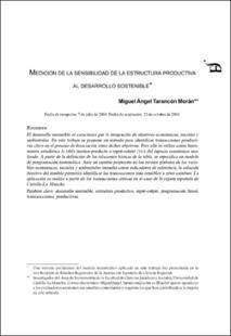 Portada Medición de la sensibilidad de la estructura productiva al desarrollo sostenible