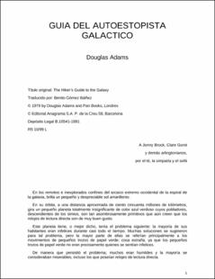 Portada Guía del autoestopista galáctico