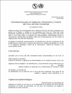 Portada Orientaciones para la vigilancia prevención y control del virus del Nilo occidental