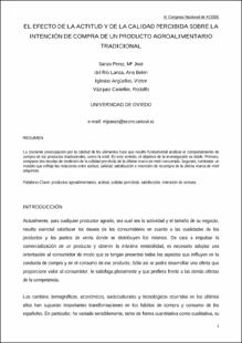 Portada El efecto de la actitud y de la calidad percibida sobre la intención de compra de un producto agroalimentario tradicional
