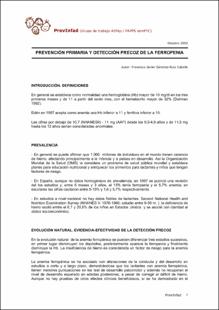 Portada Prevención primaria y detección precoz de la ferropenia