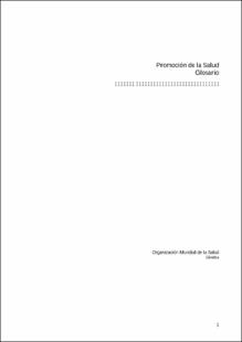 Portada Promoción de la salud : glosario