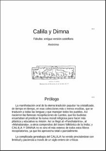 Portada Calila y Dimna : fábulasantigua versión castellana