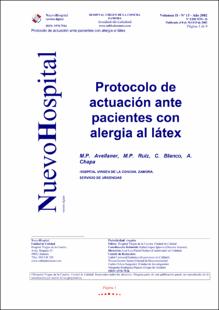 Portada Protocolo de actuación ante pacientes con alergia al latex