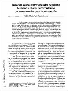 Portada Relación causal entre virus del papiloma humano y cáncer cervicouterino y consecuencias para la prevención