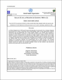 Portada Salud 21 de la región de Europa : meta 11una vida más sana